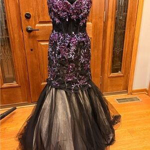 Elegant Black and Purple Gown